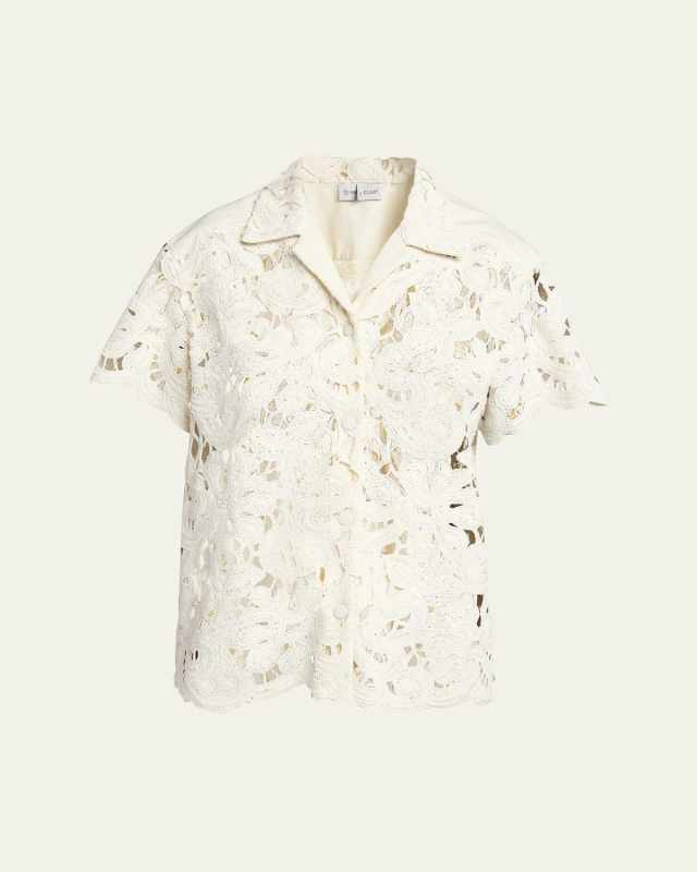 Button-Front Crochet Shirt